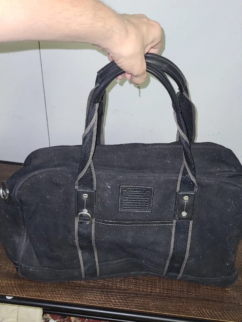 Coach Black Canvas Duffel Bag with Contrast Trim